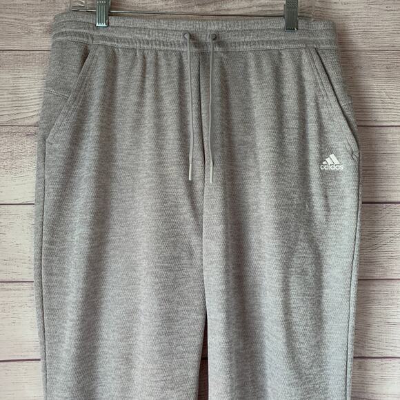 Adidas Light Gray Athletic Climawarm Pants Wide Leg Mesh Lined Drawstring Size L - Picture 2 of 16